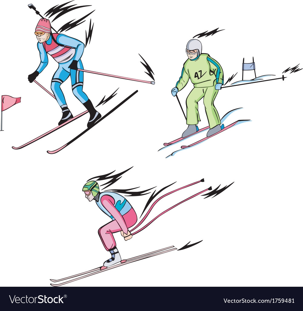 Лыжник съезжает с горы рисунок