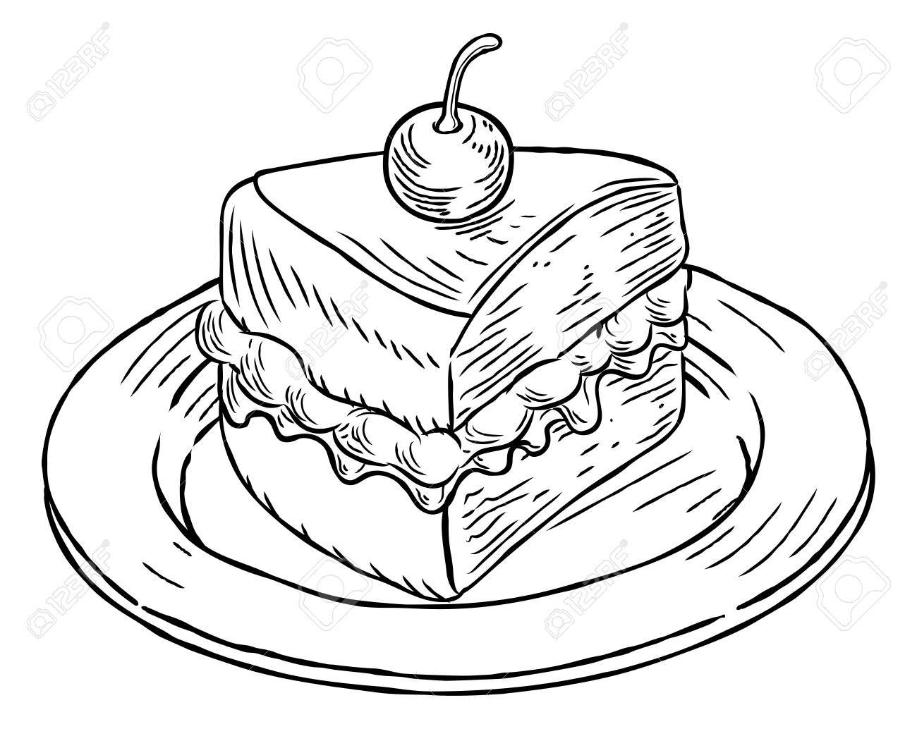Кусок торта контур