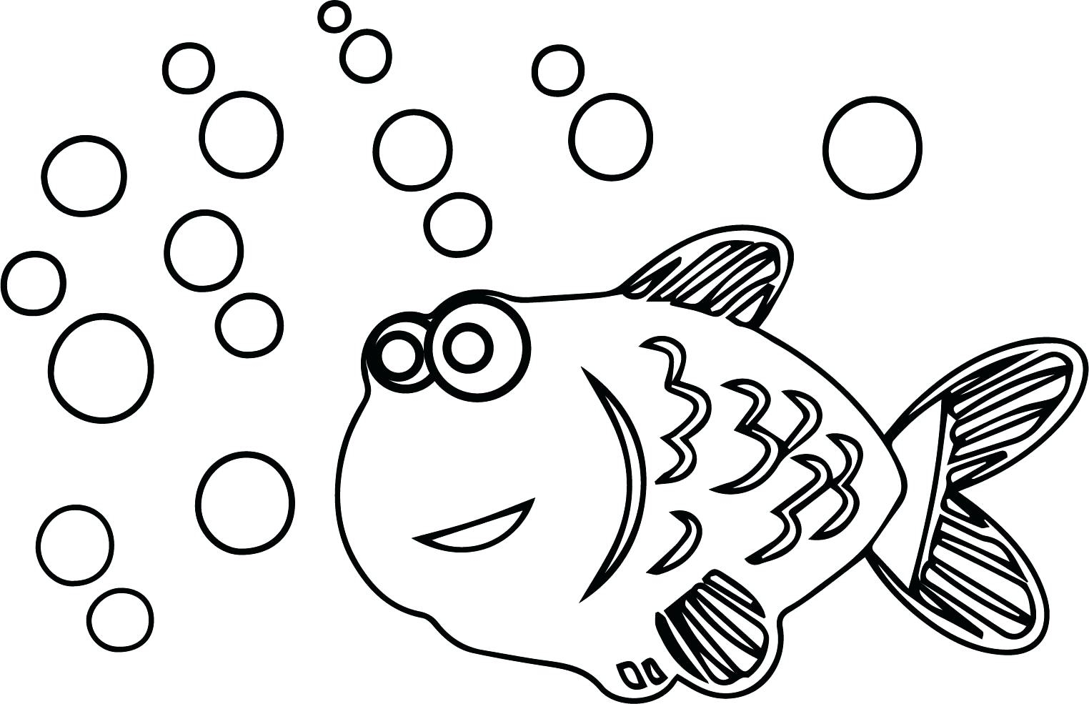Раскраска рыбка с пузырьками