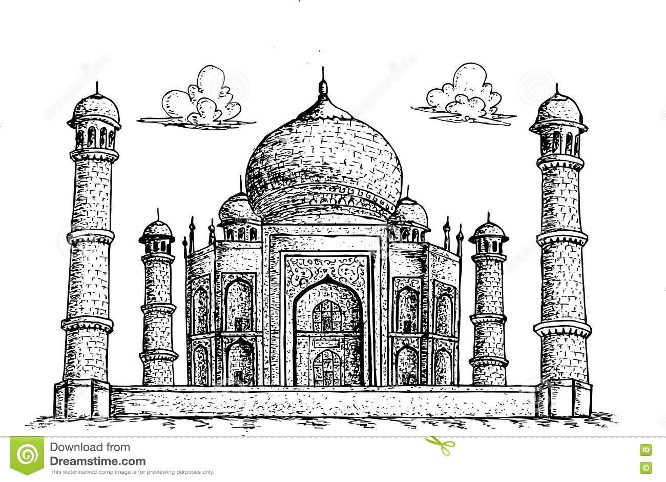Индия тадж махал рисунок карандашом