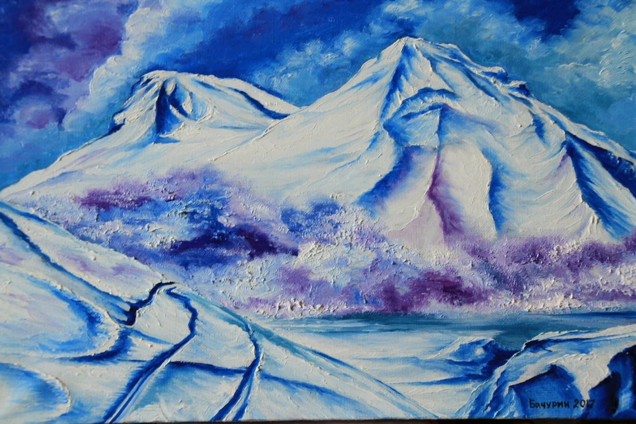 Эльбрус горы акварель