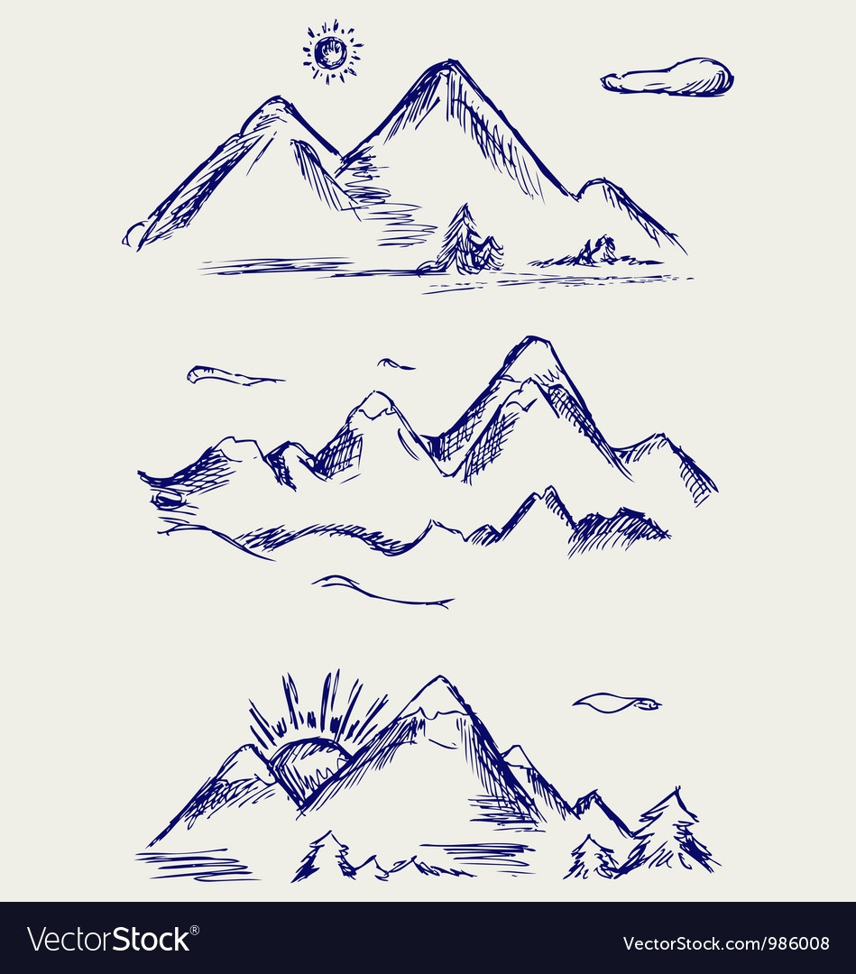 Горы схематично рисунок