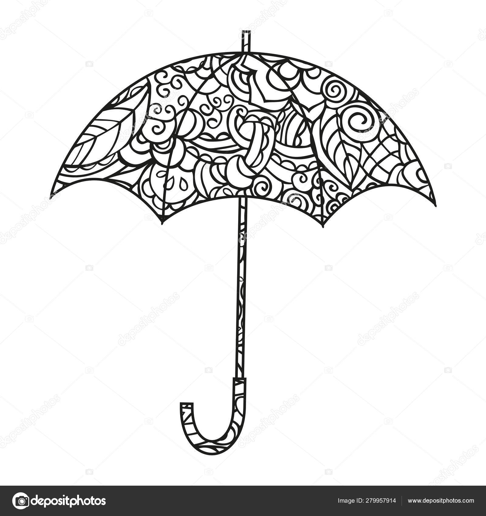 Зонт с листьями раскраска