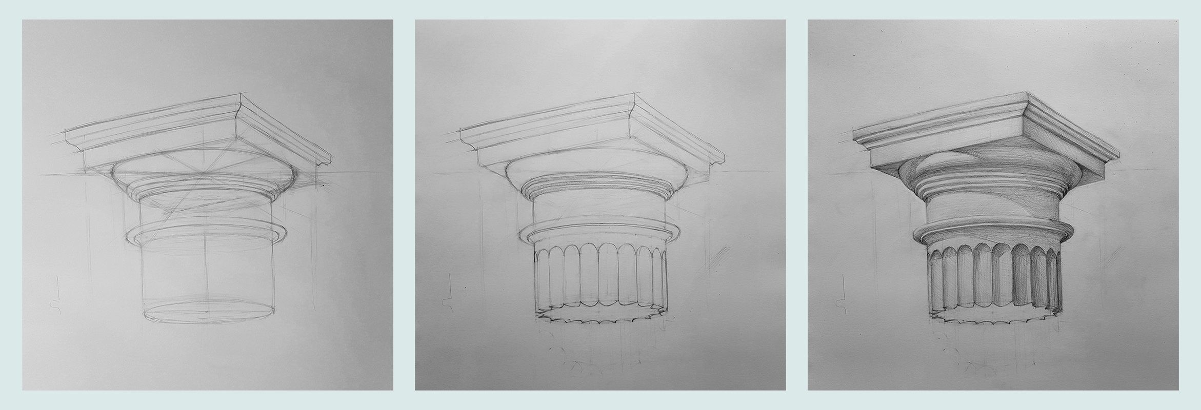 Рисунок колонны карандашом - 62 фото