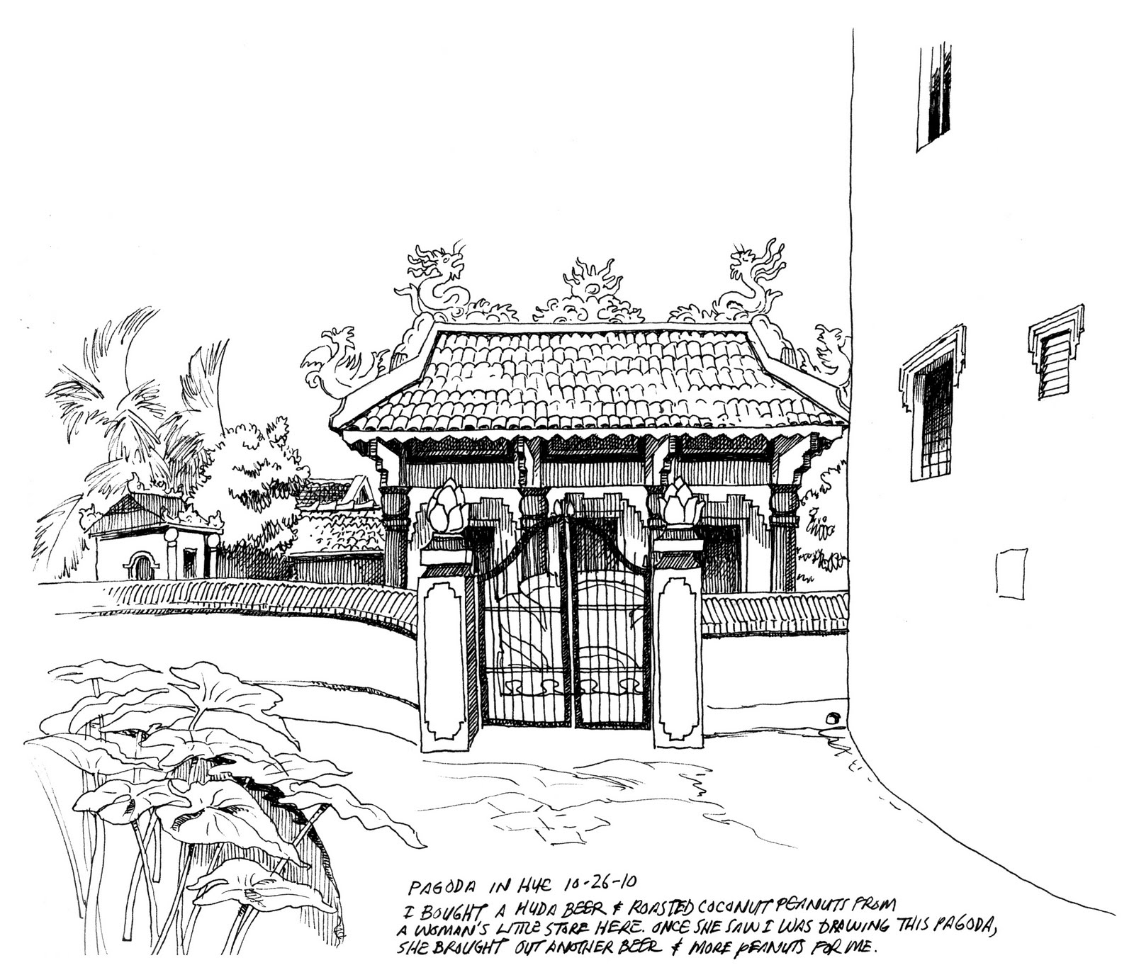 Древний японский храм рисунок