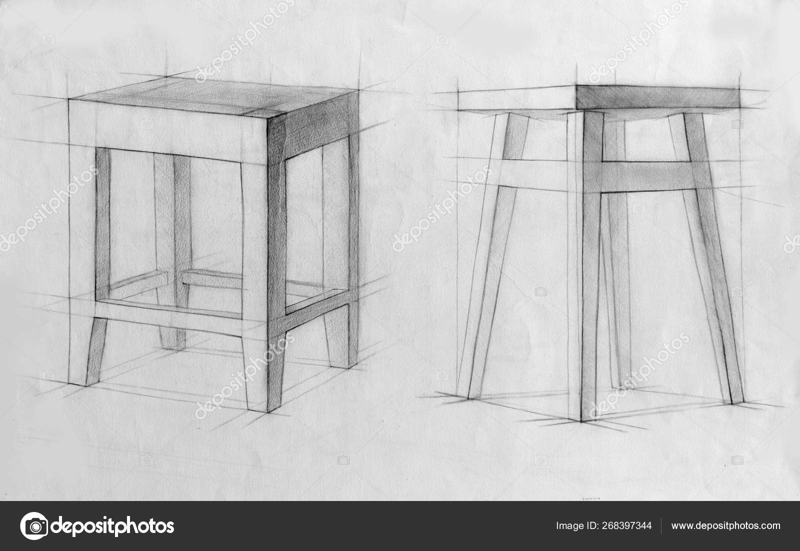 на рисунке изображены стол и табуретка