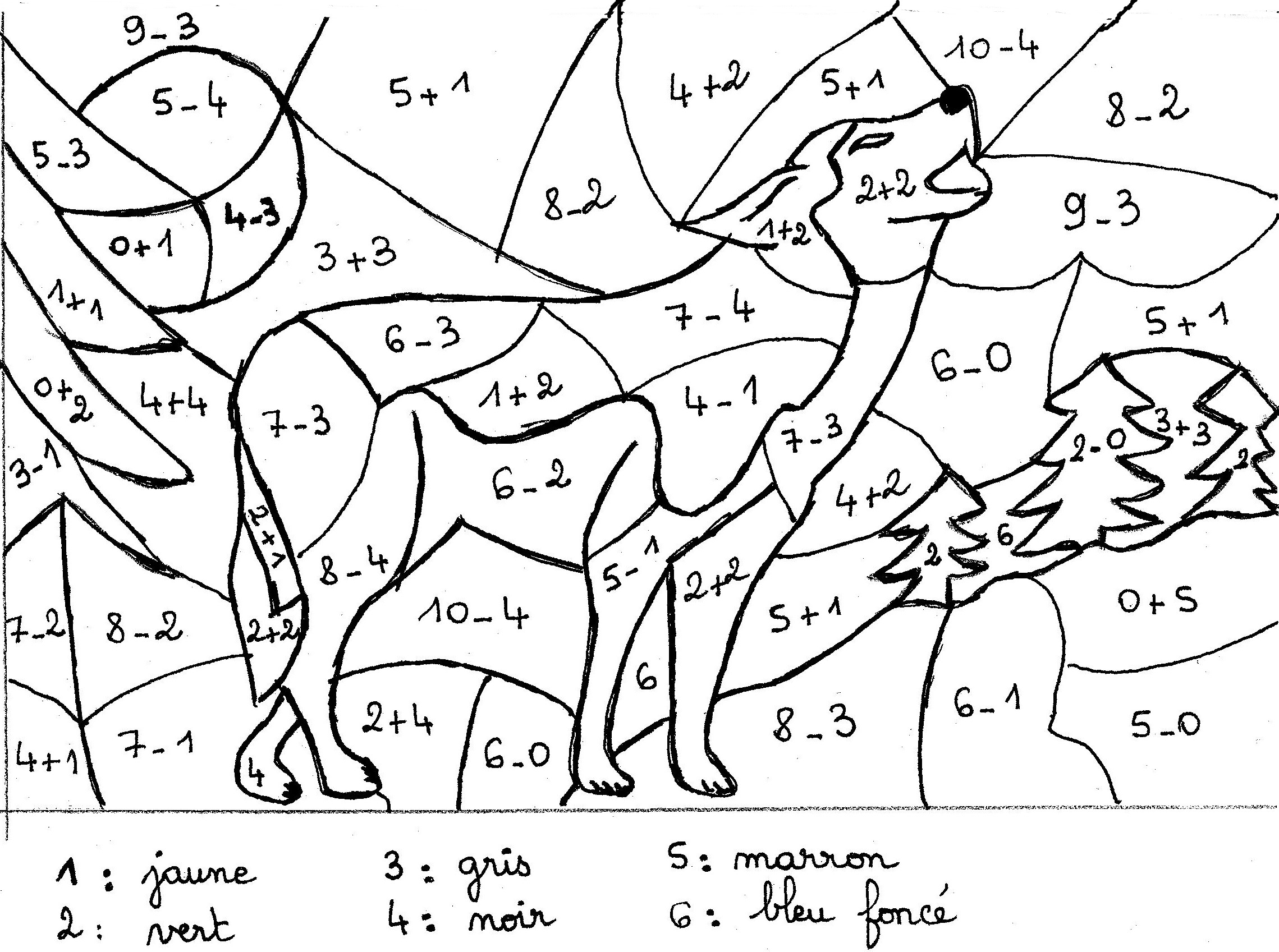 Математическая раскраска волк