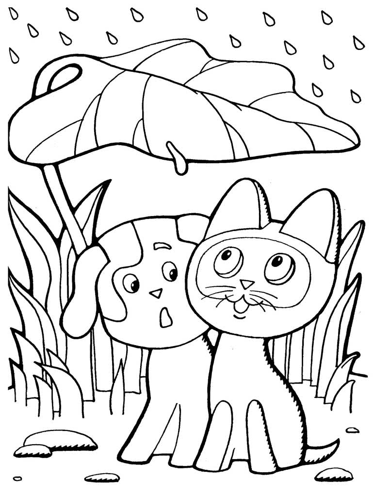 Раскраска Щенок и котенок | Раскраски Котенок по имени Гав