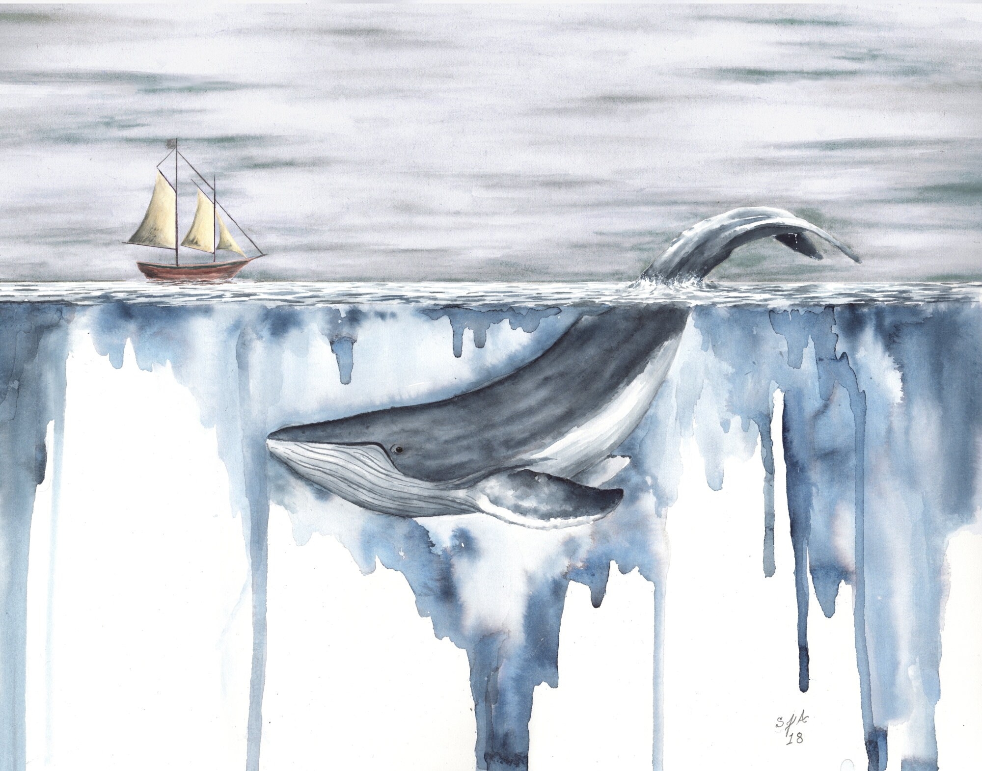 Северный синий кит рисунок