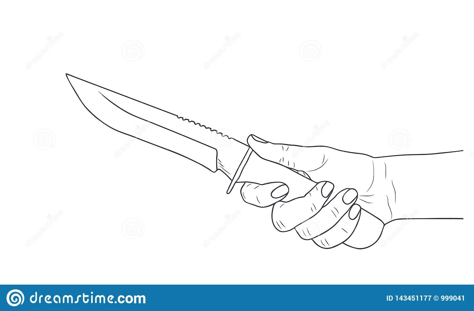 Раскраска нож в руке
