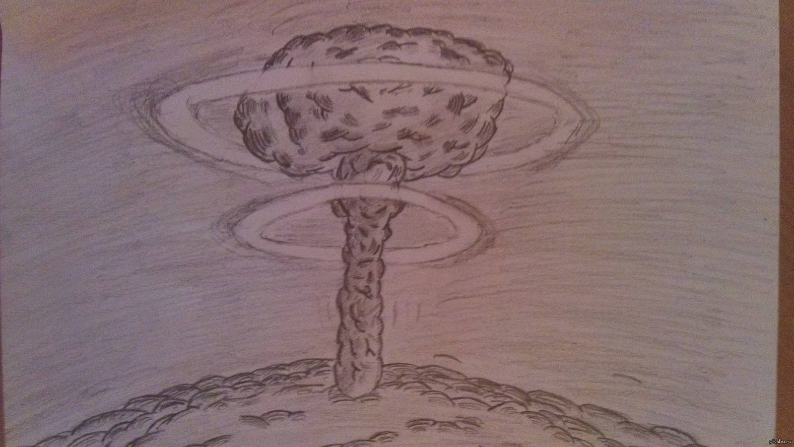 Атомный взрыв рисунок карандашом