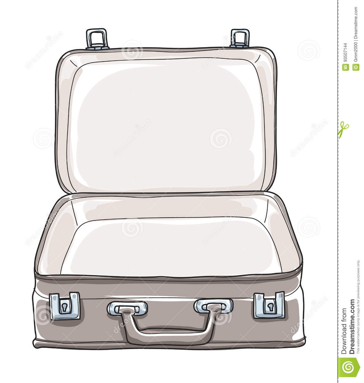 Открытый чемоданчик нарисованный