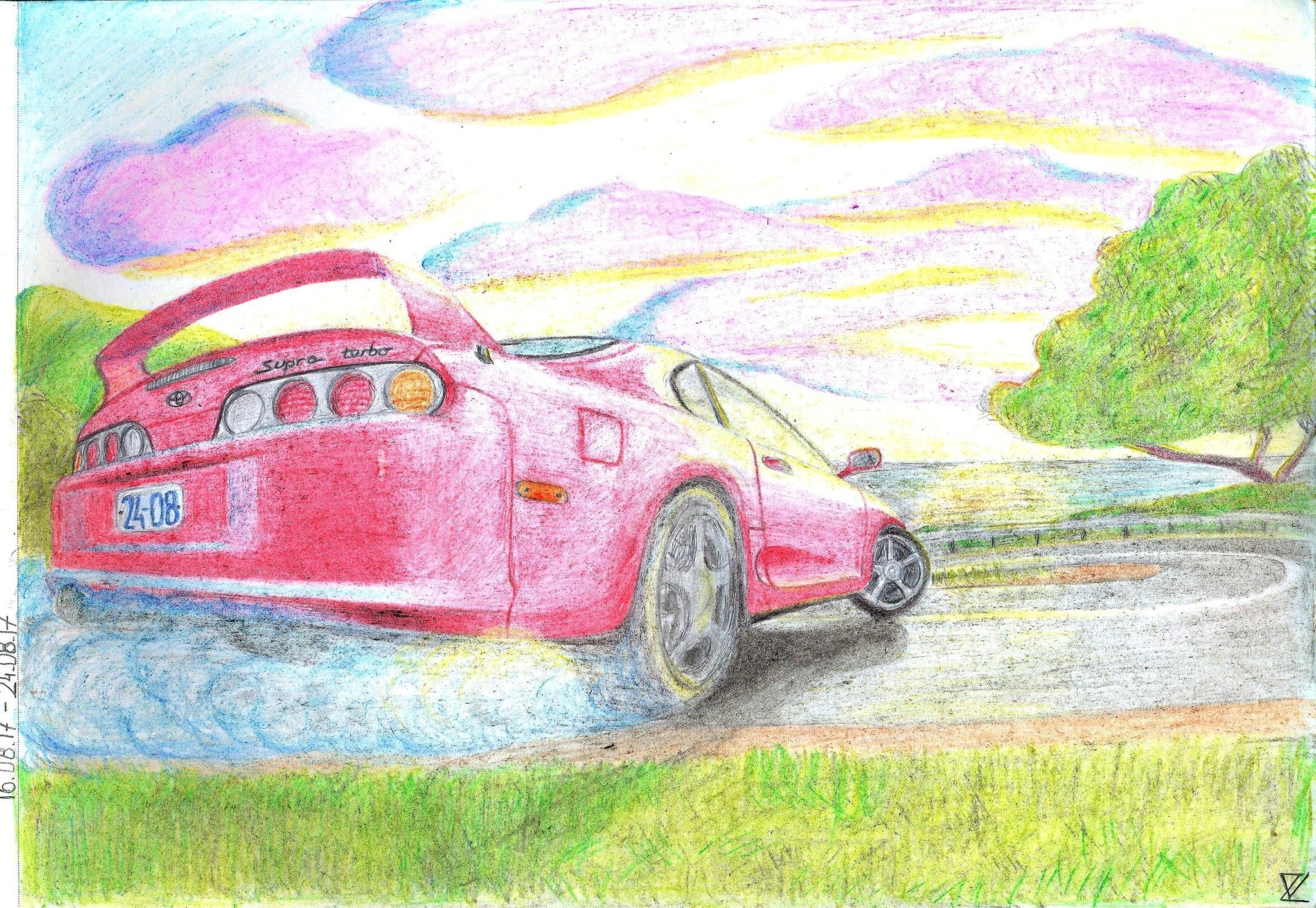 Рисунки цветными карандашами машины