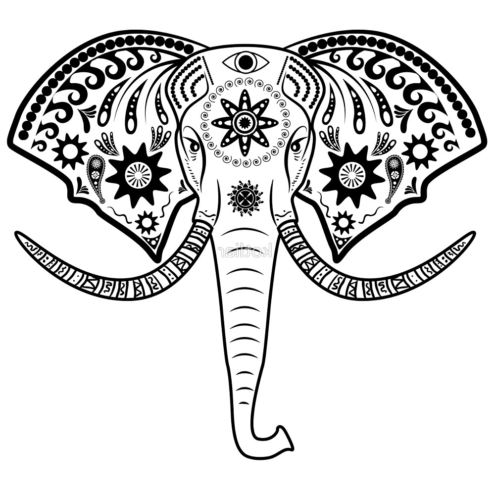 Голова слона с узорами