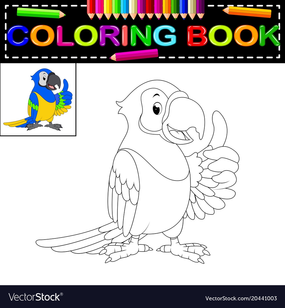 Раскраска детям умный попугай