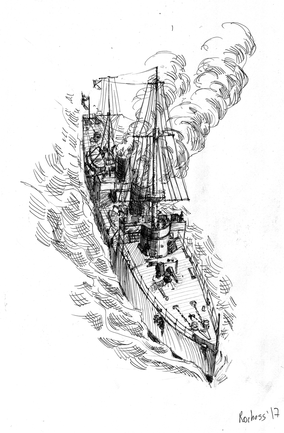 Чёрно-белые рисунки кораблей нового типа
