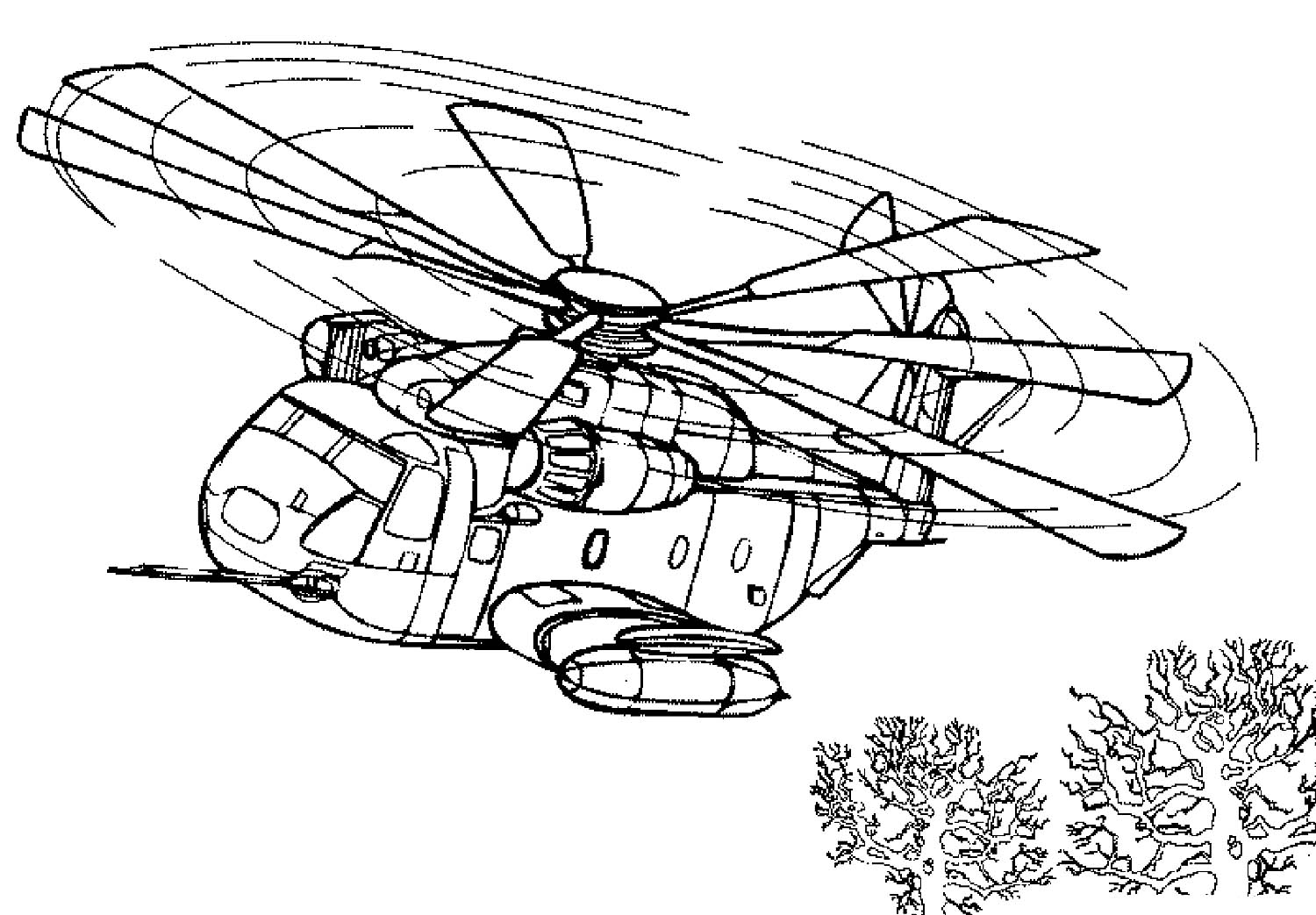 Раскраска Военный вертолёт