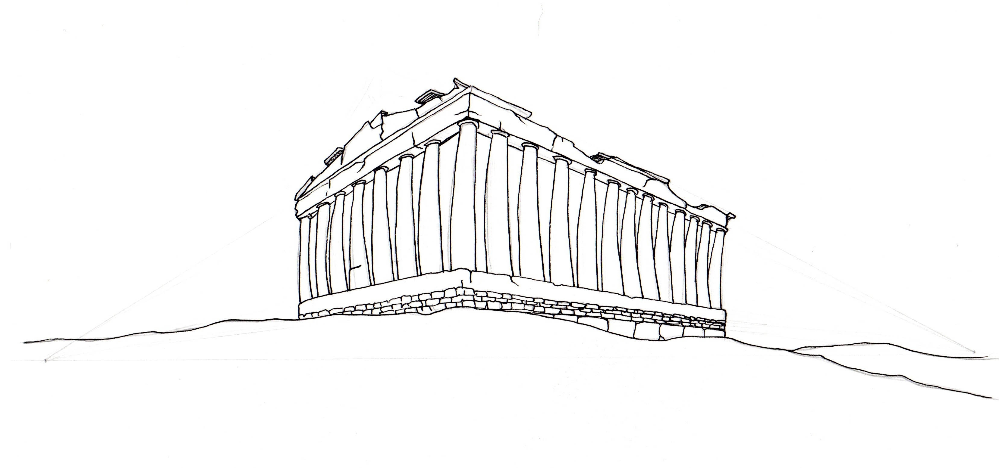 Древнегреческий храм Парфенон раскраска