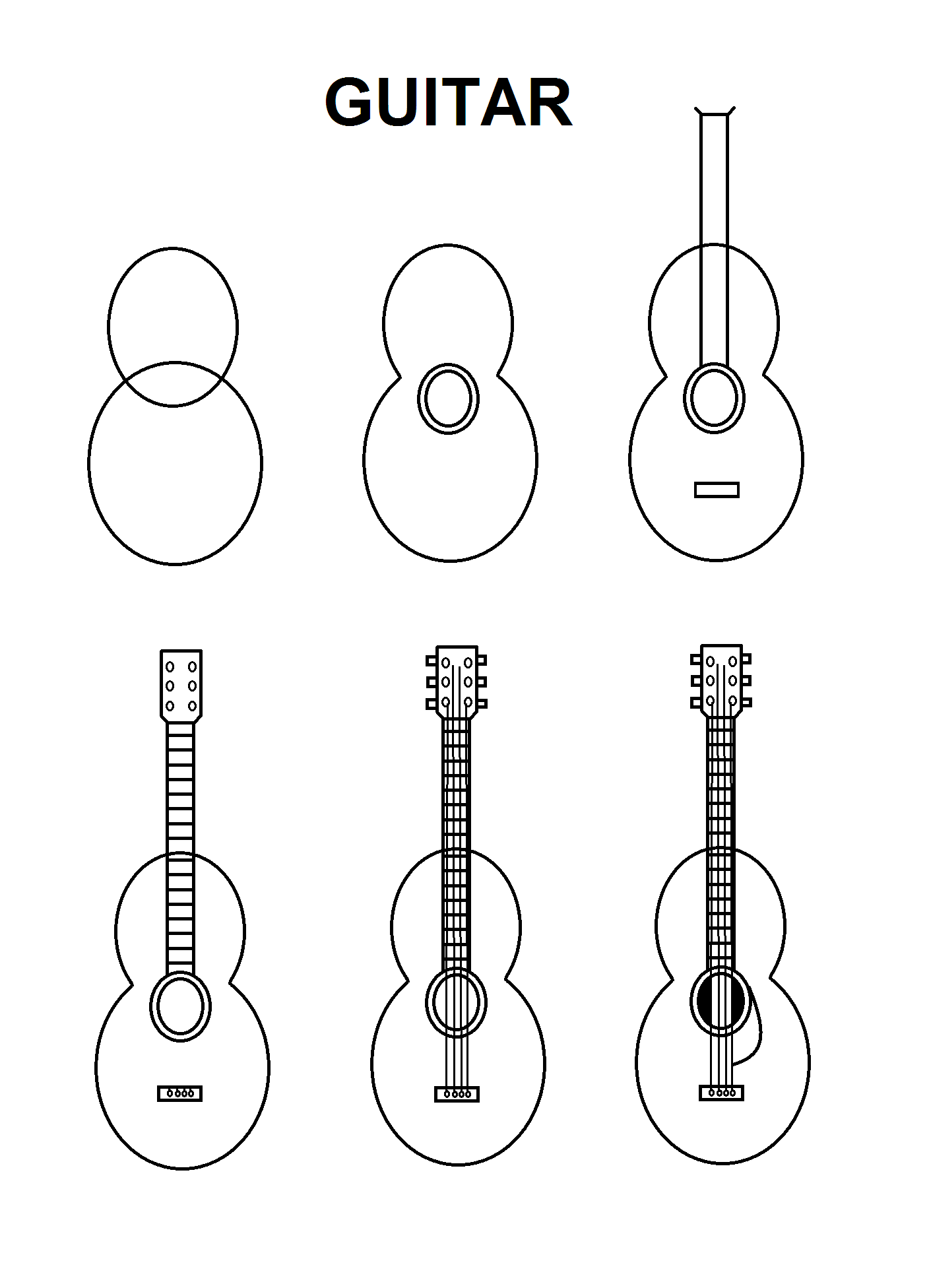 Как нарисовать гитару простым карандашом