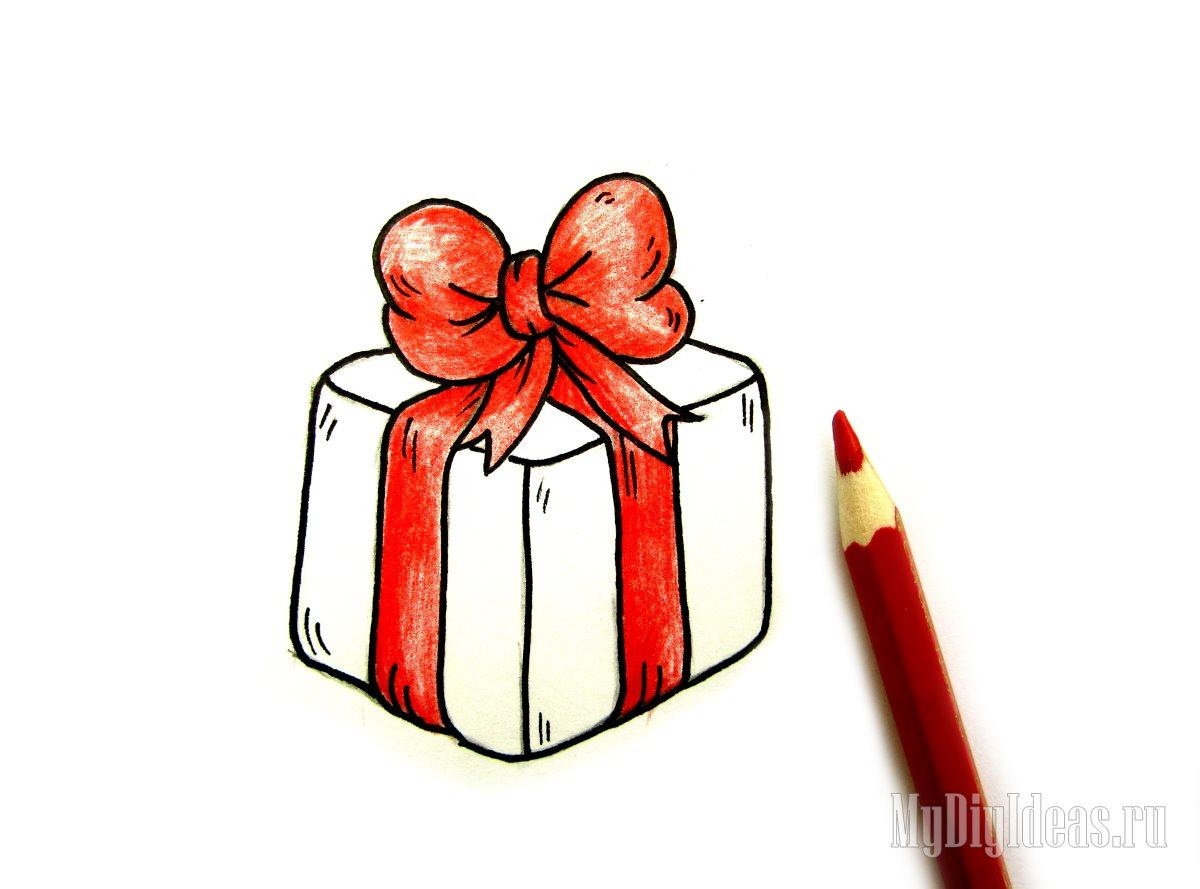 Подарок рисунок карандашом