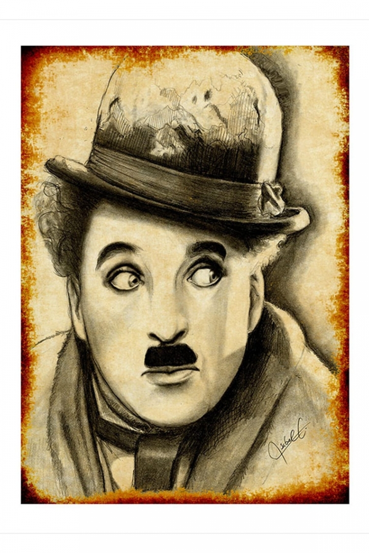 Чарли Чаплин рисунок толстой