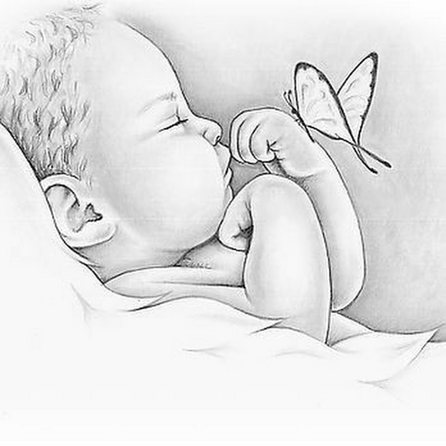 Малыш мальчик новорожденный рисунок карандашом