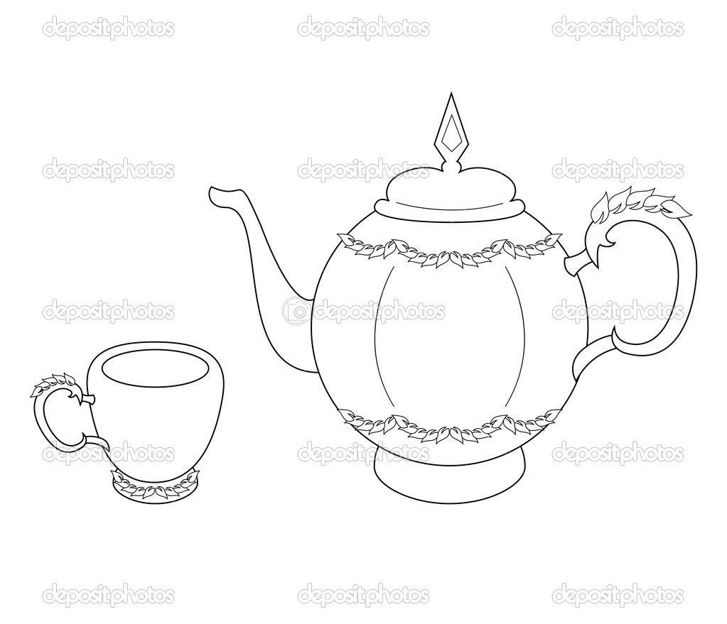 Рисунок чашка блюдце сахарница чайник