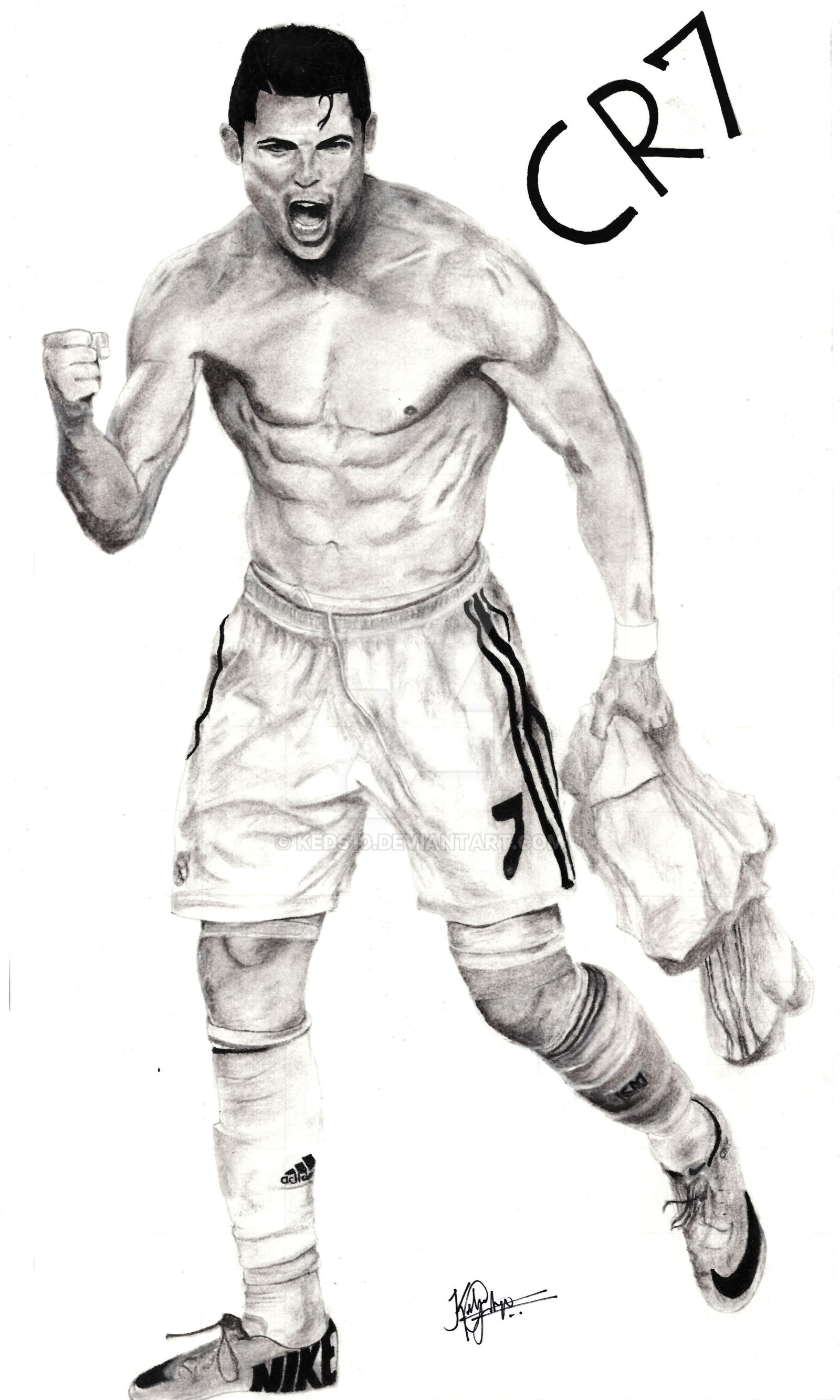 Кристиано Роналдо рисунок карандашом