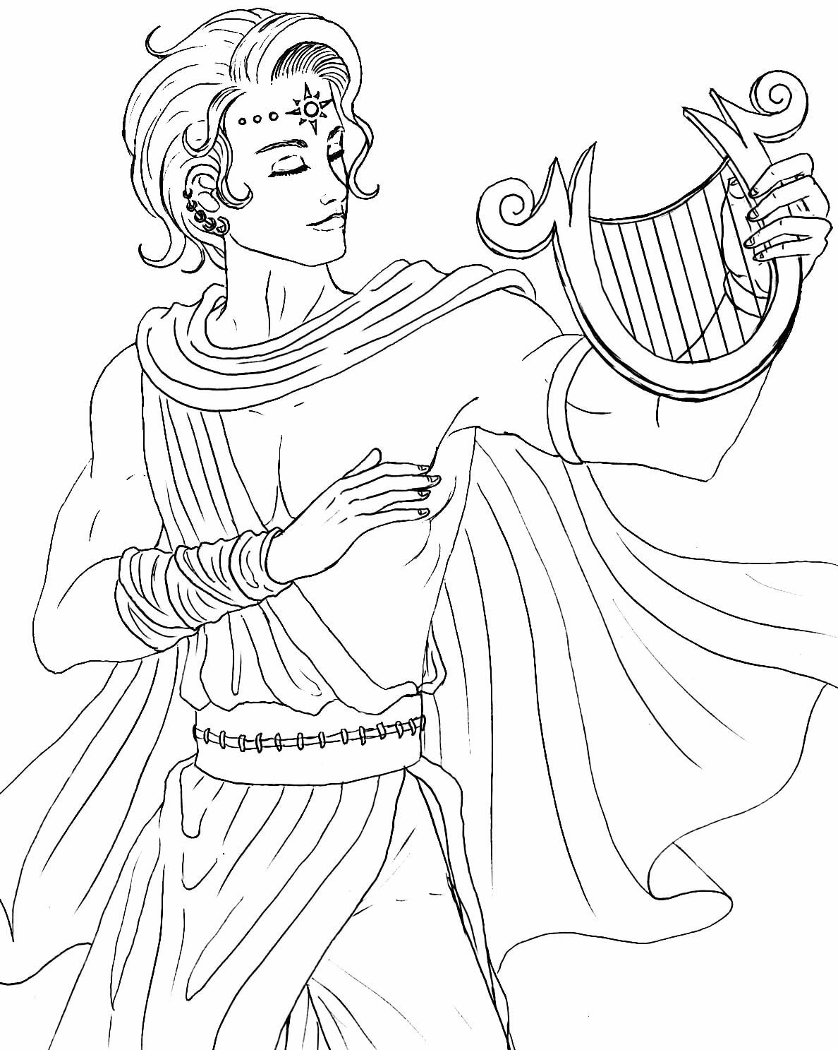 Раскраска богиня Аполлон