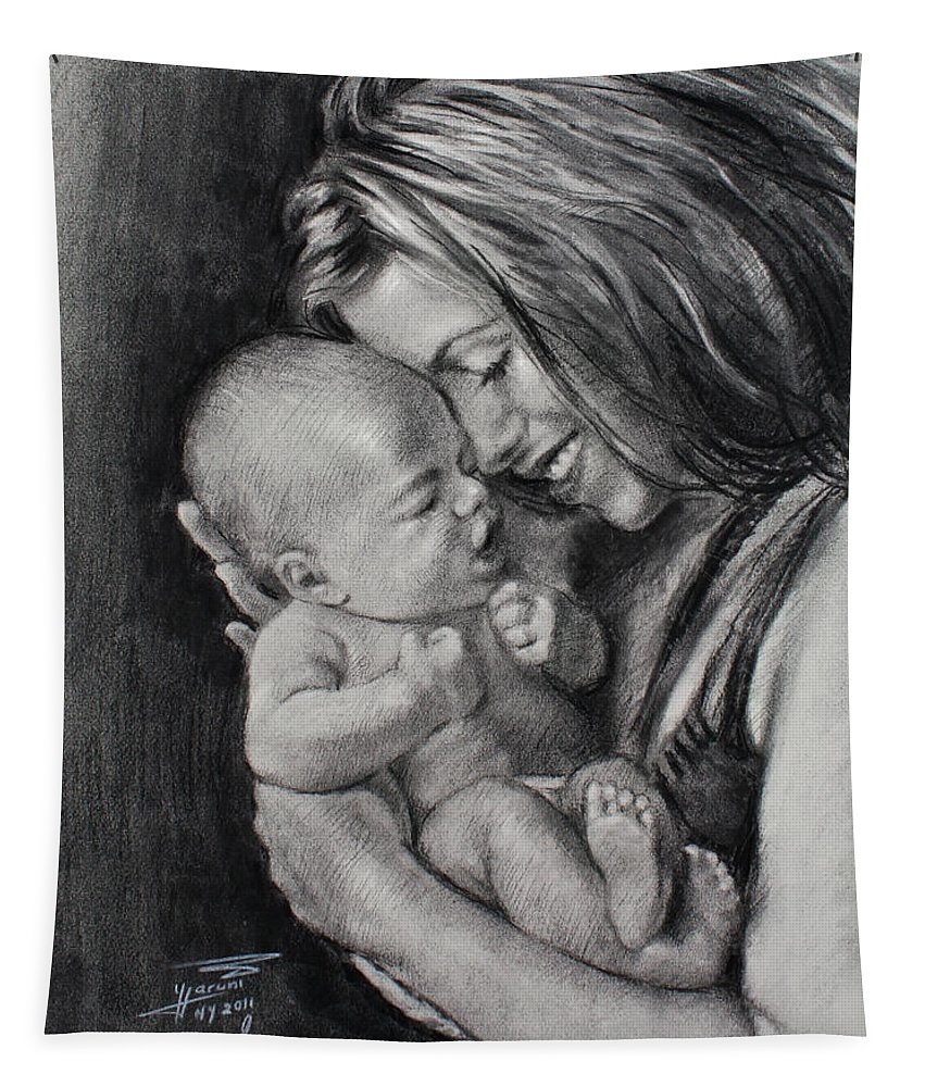 Мать с младенцем зарисовка