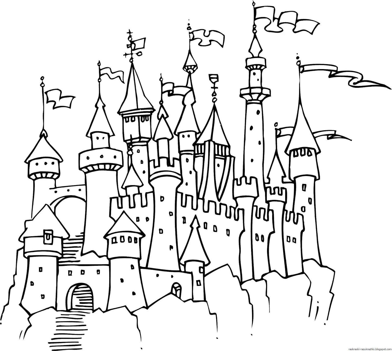 Раскраски замок, Раскраска сказочный замок Замок.