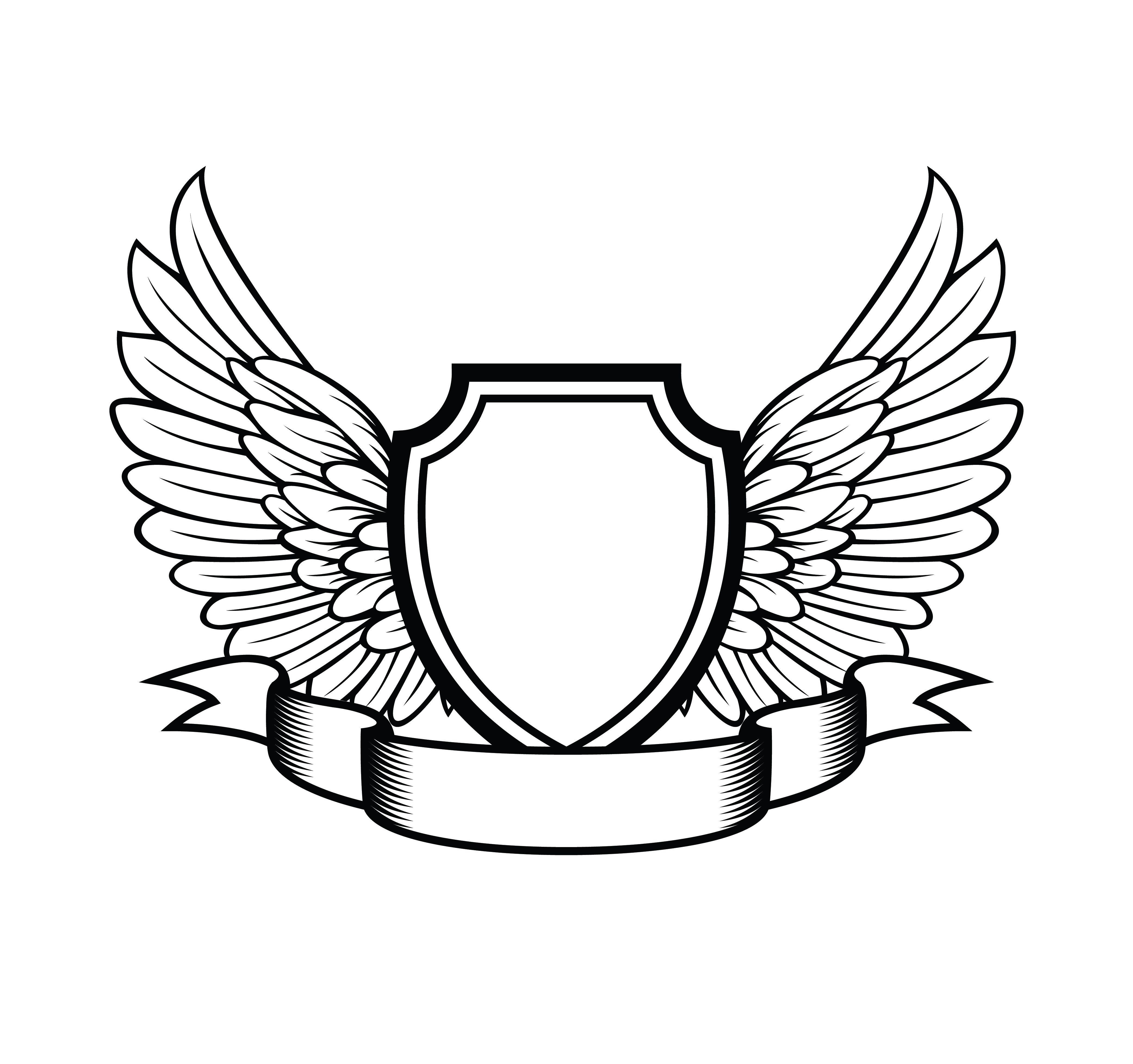 Эмблема щит с крыльями