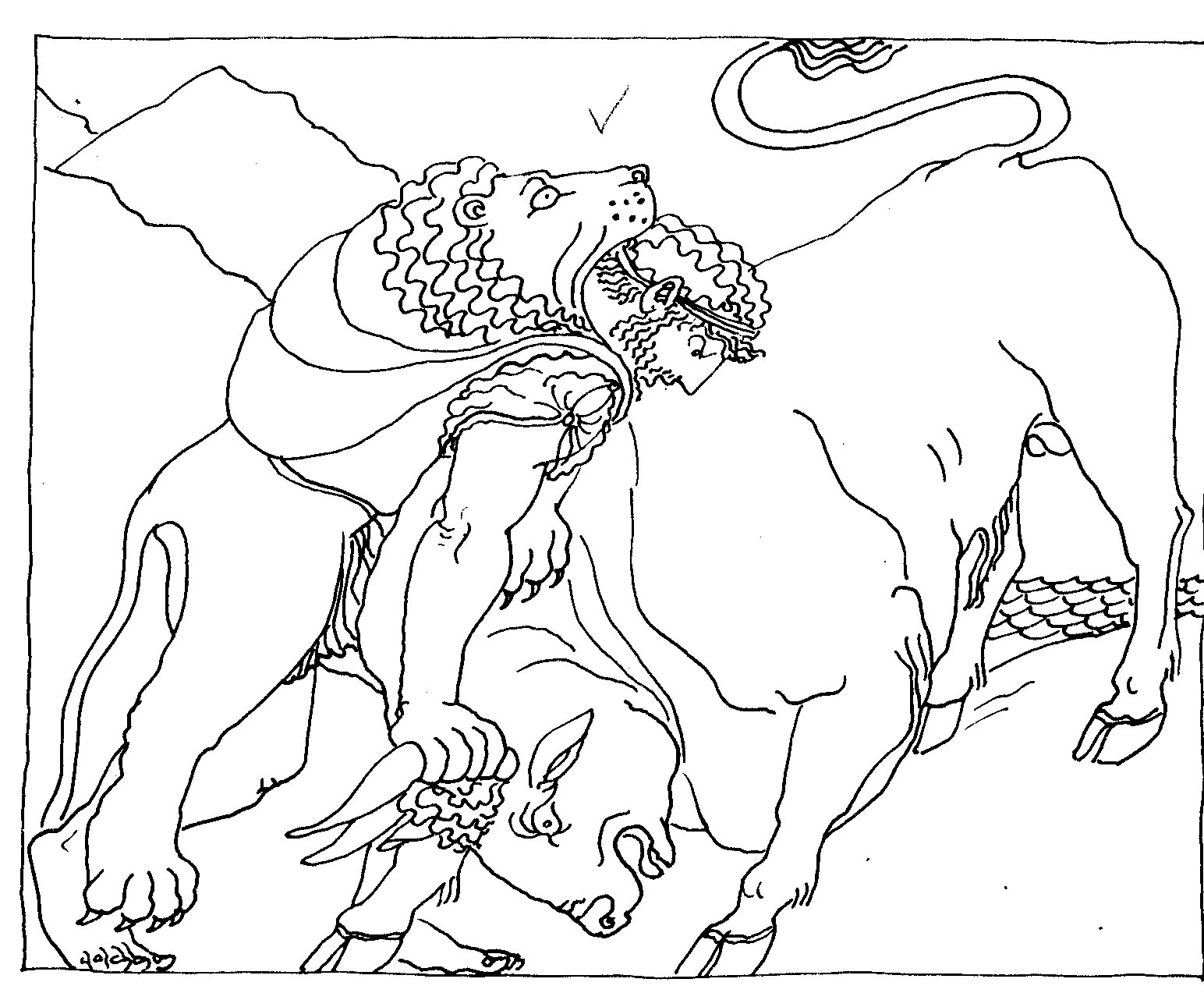 Иллюстрация к подвигу Геракла немейский Лев
