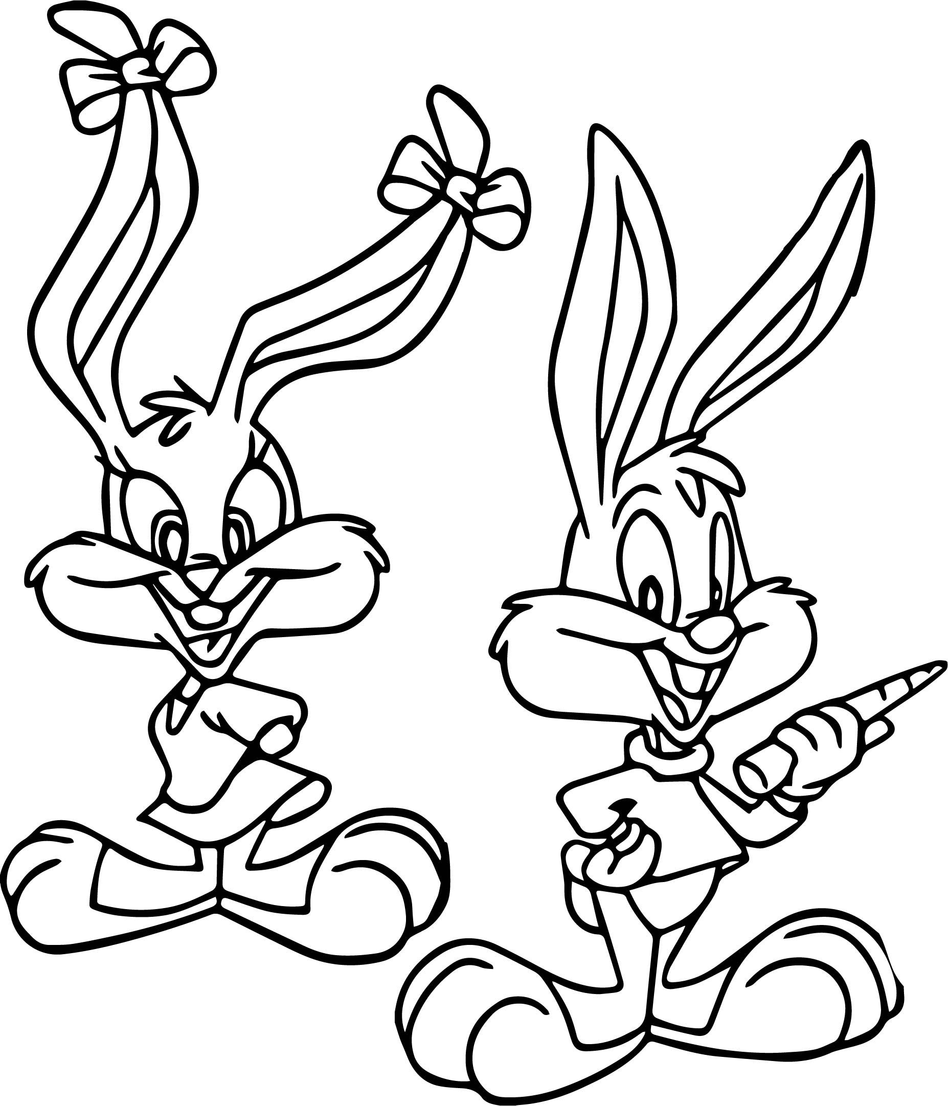 раскраска Багз Банни, кролик герой приключения Looney Tunes