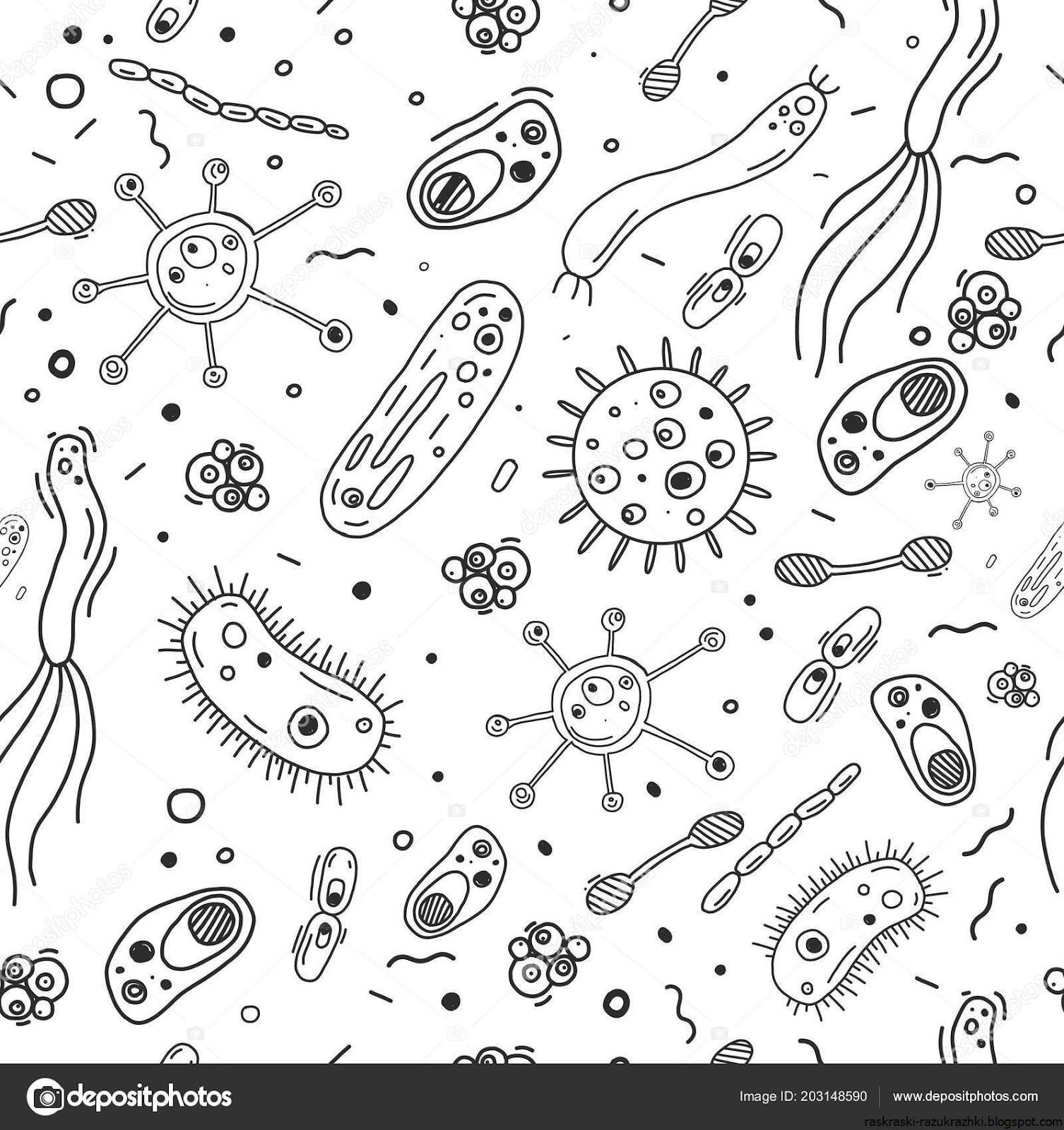 Раскраска Умка Вирусы и бактерии А4