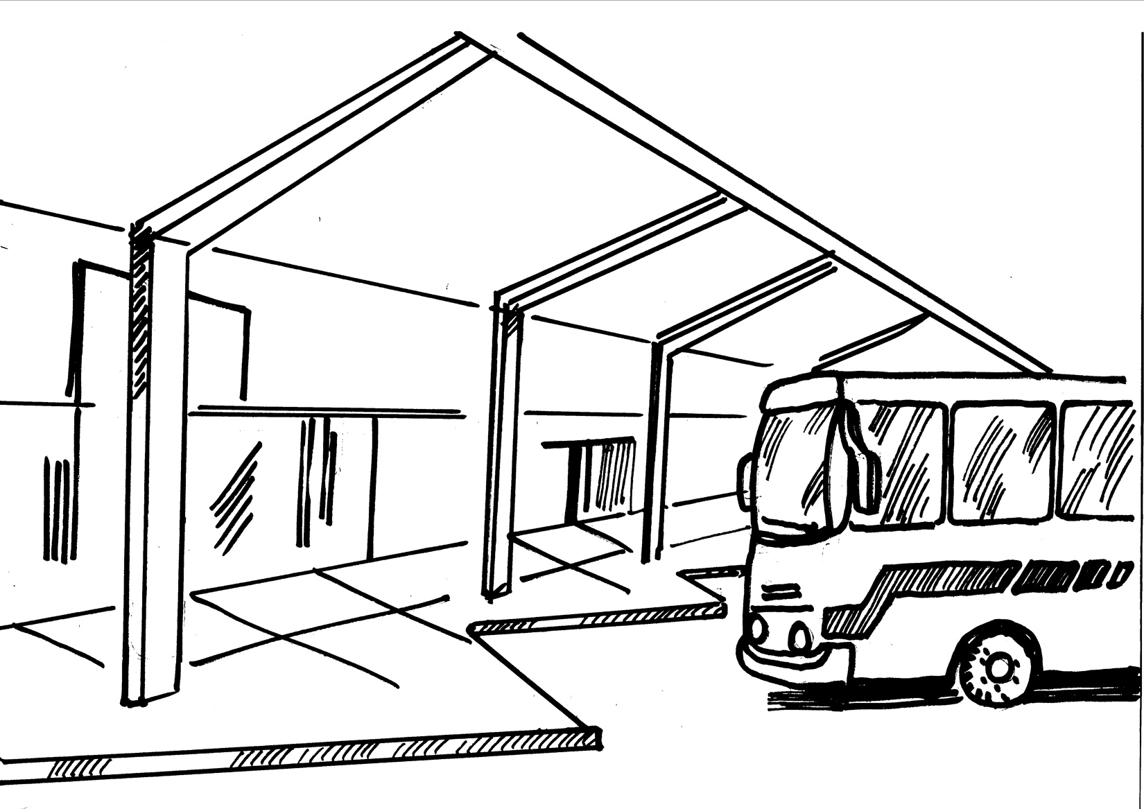 Проект автобусной остановки рисунок карандашом