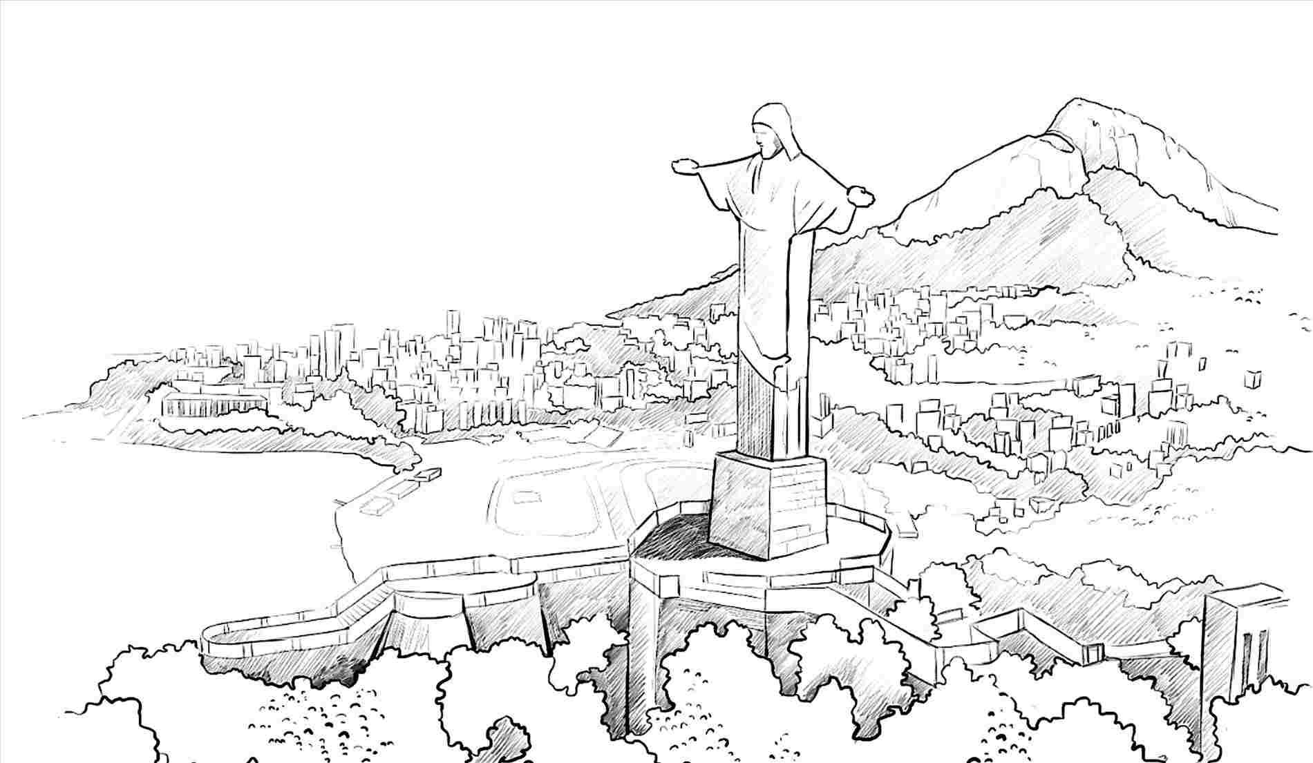 Статуя Христа-Искупителя Бразилия раскраска