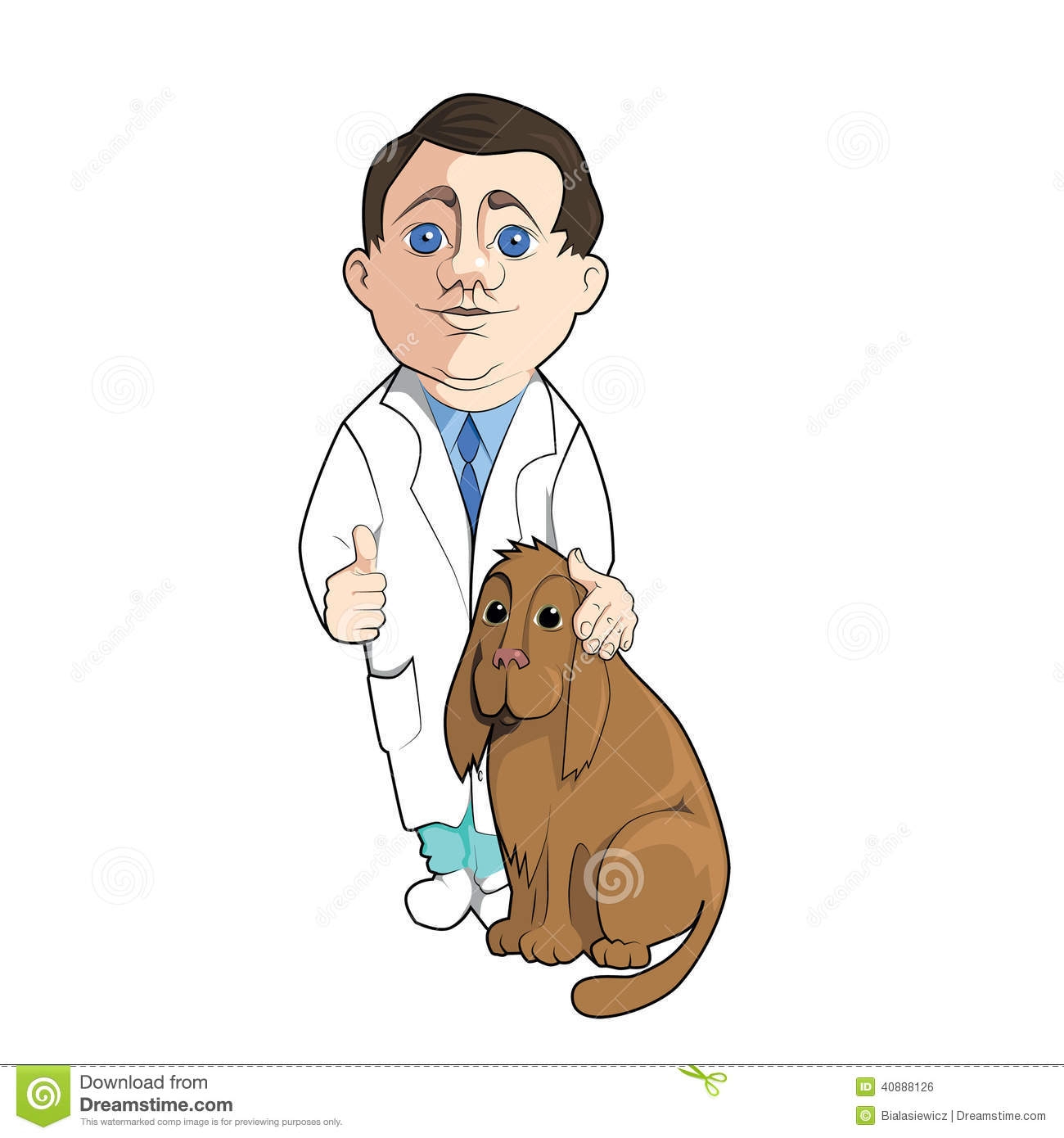Ветеринарный врач лежит грустная собака иллюстрации