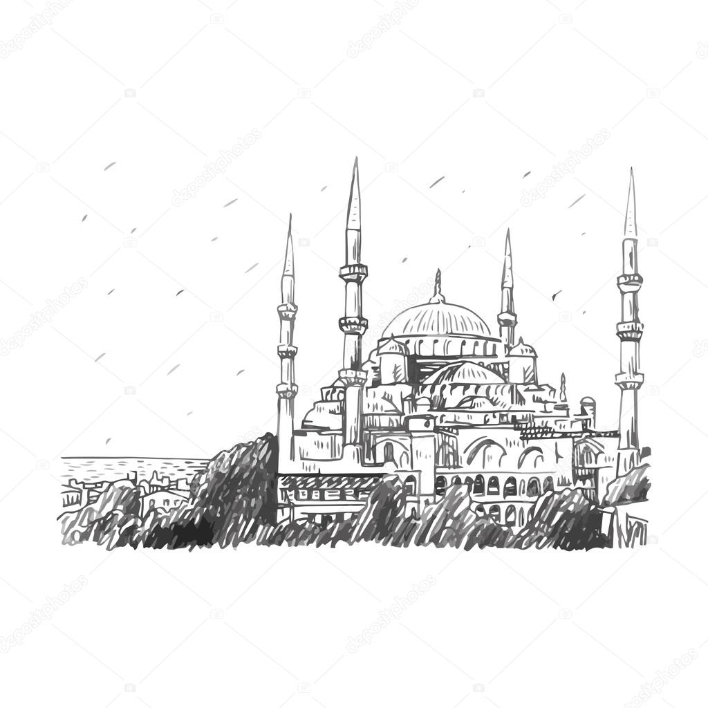 Голубая мечеть Турция рисунок