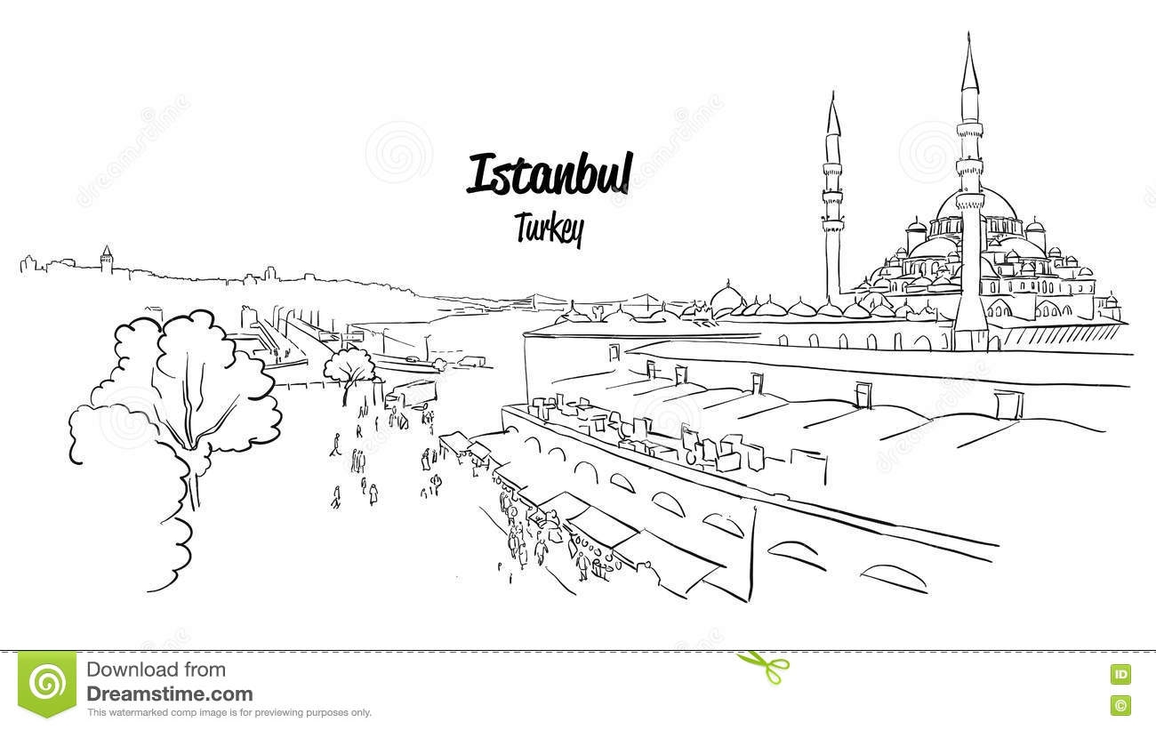 Скайлайн Стамбула рисунок