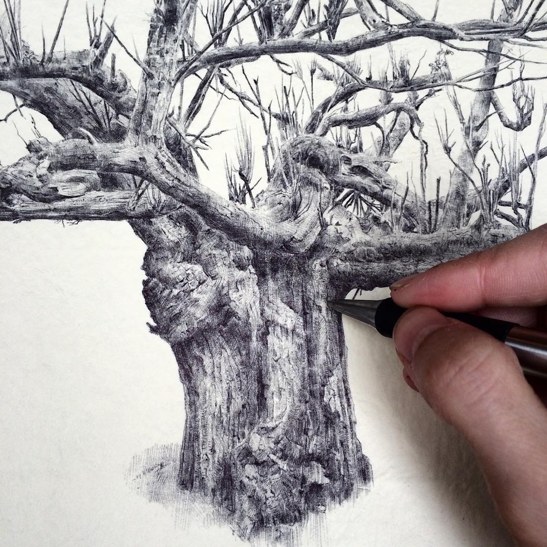 Дерево гелевой ручкой