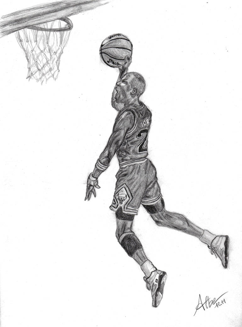 Майкл Джордан рисунок карандашом