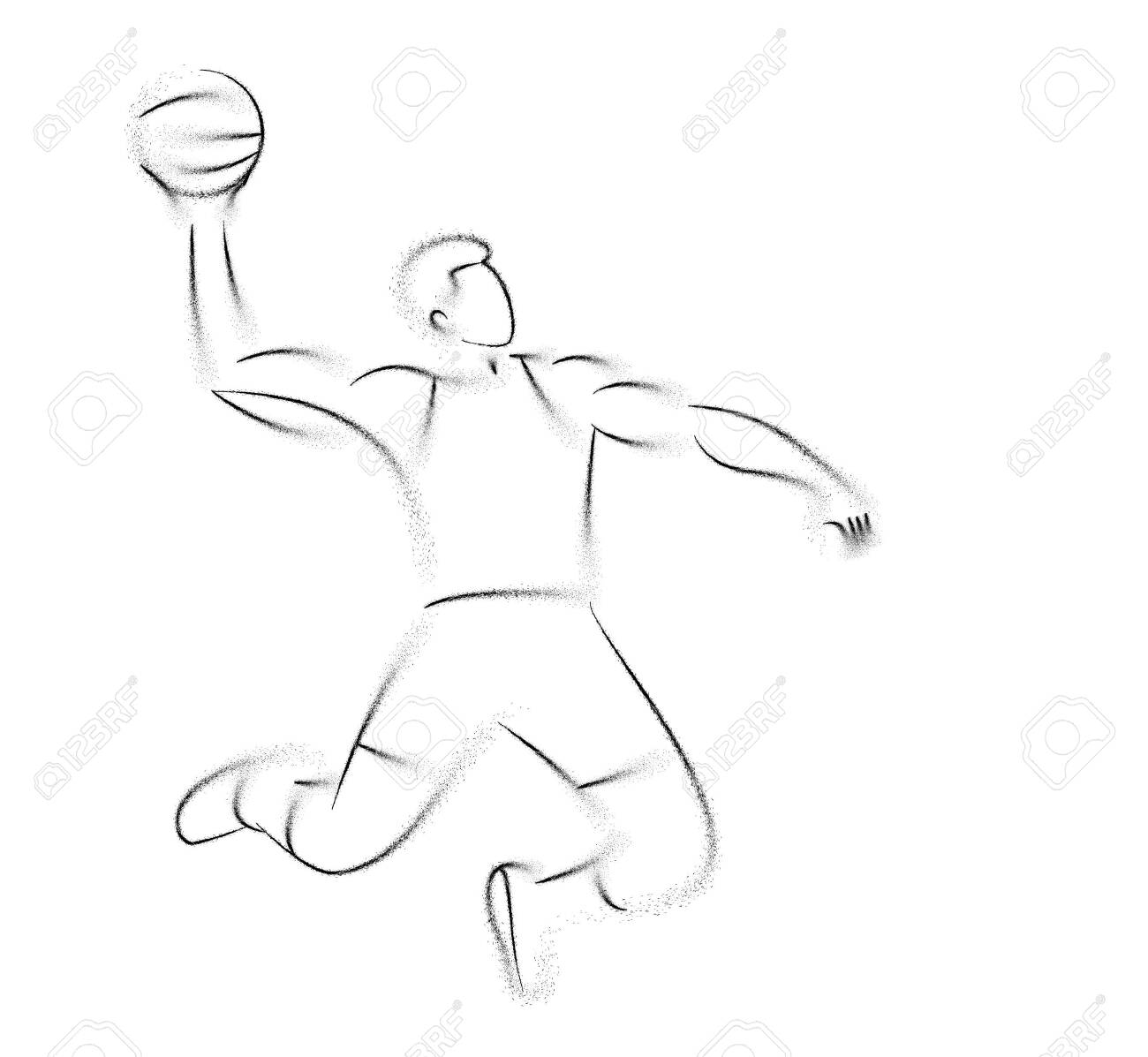Баскетболист в прыжке схематично рисуем