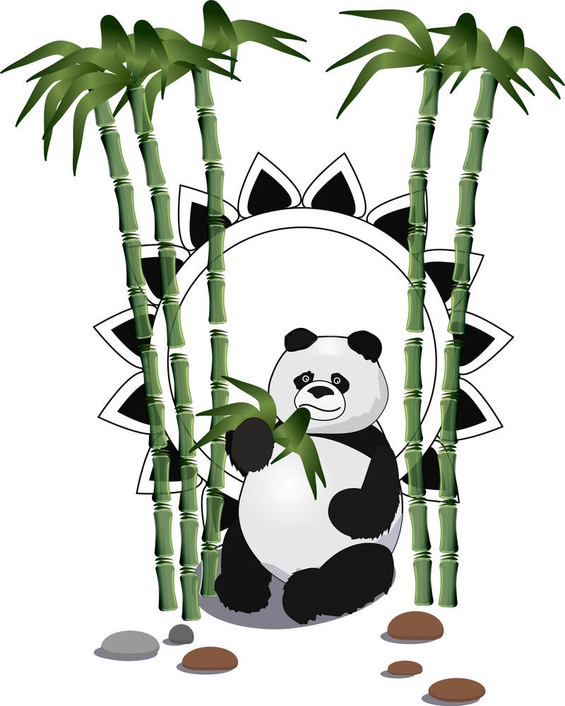 Стилизованный бамбук и Панда