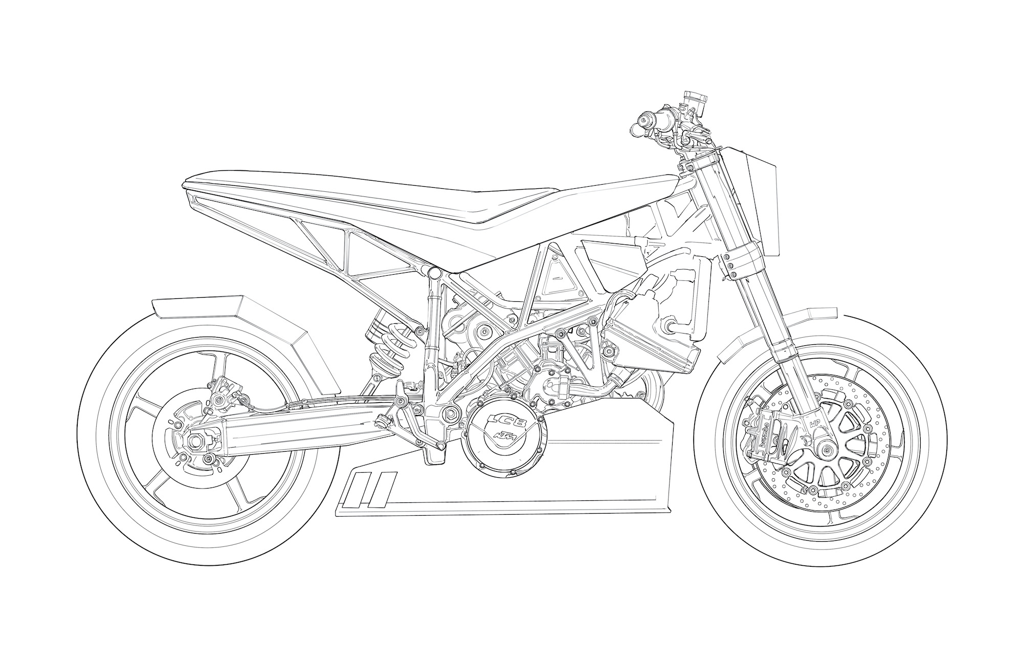 Кроссовый KTM мотоцикл чертеж