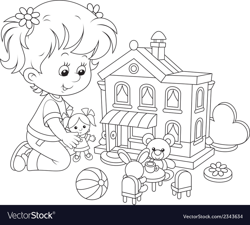 Домик для кукол раскраска для детей