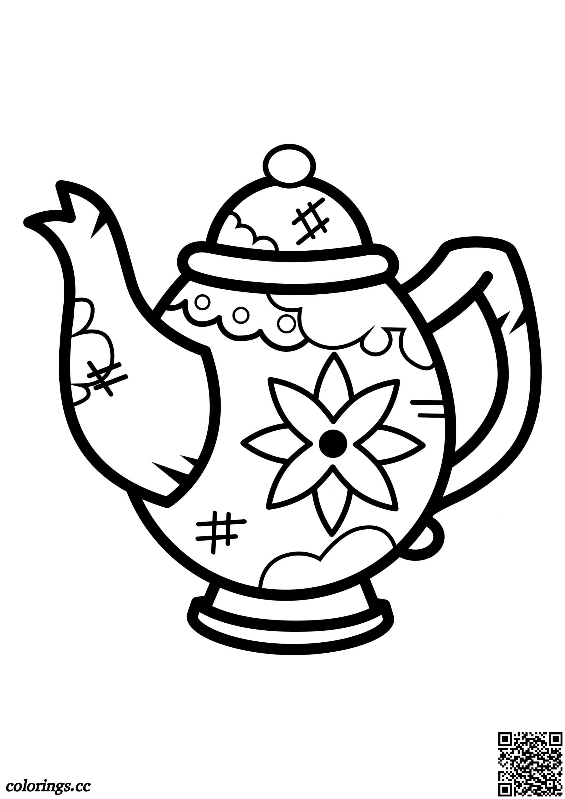 Раскраска чайник – Развивающие иллюстрации