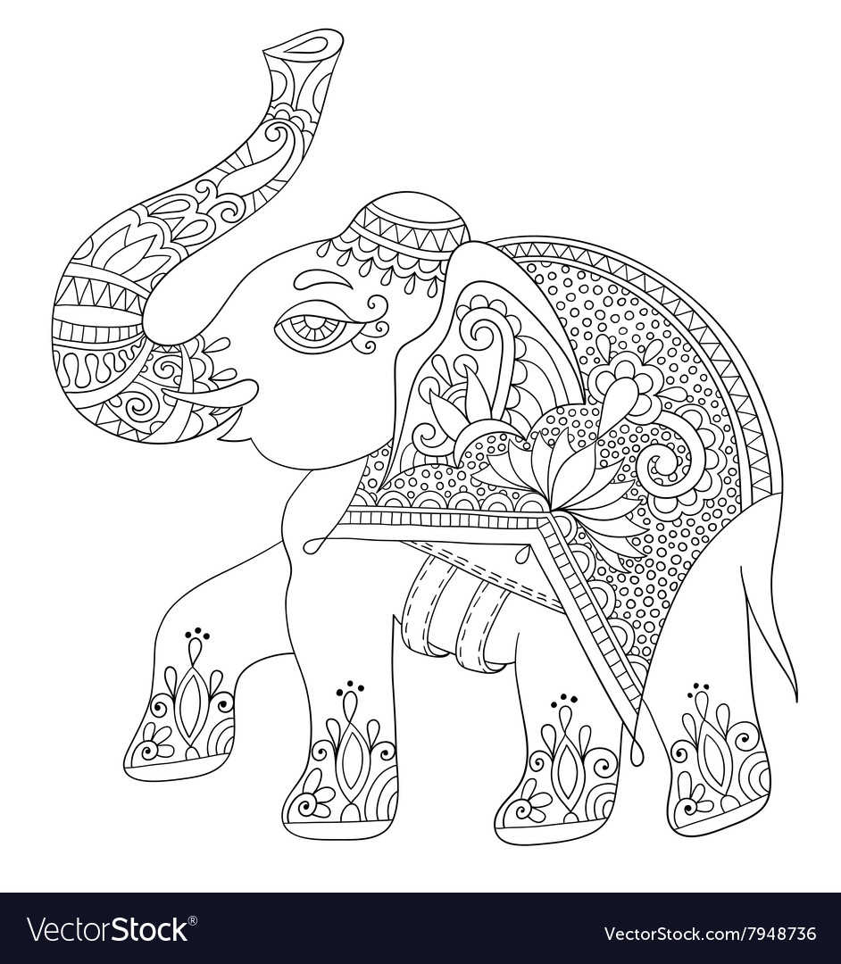 Индийский слон контур