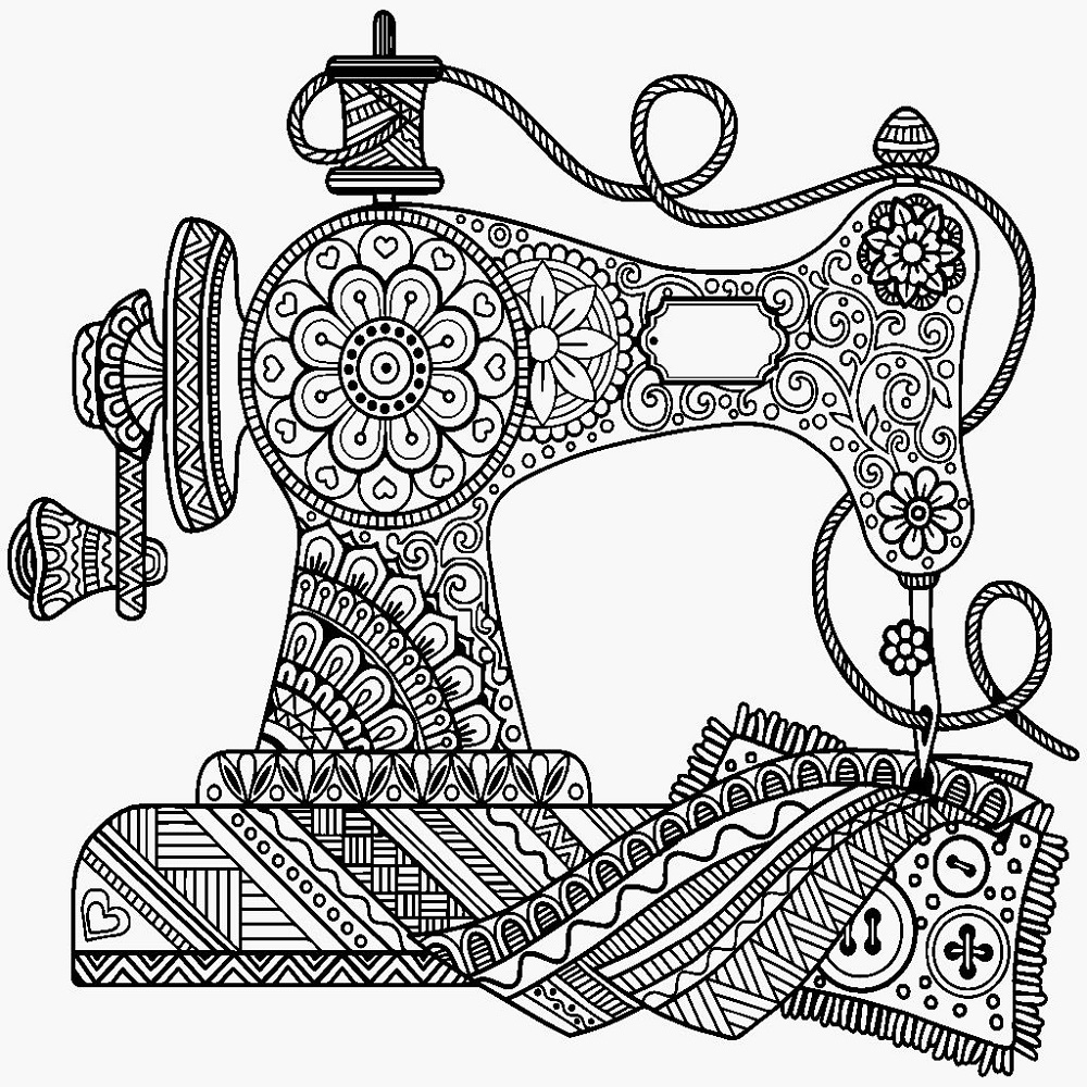 Швейная машинка рисунок трафарет