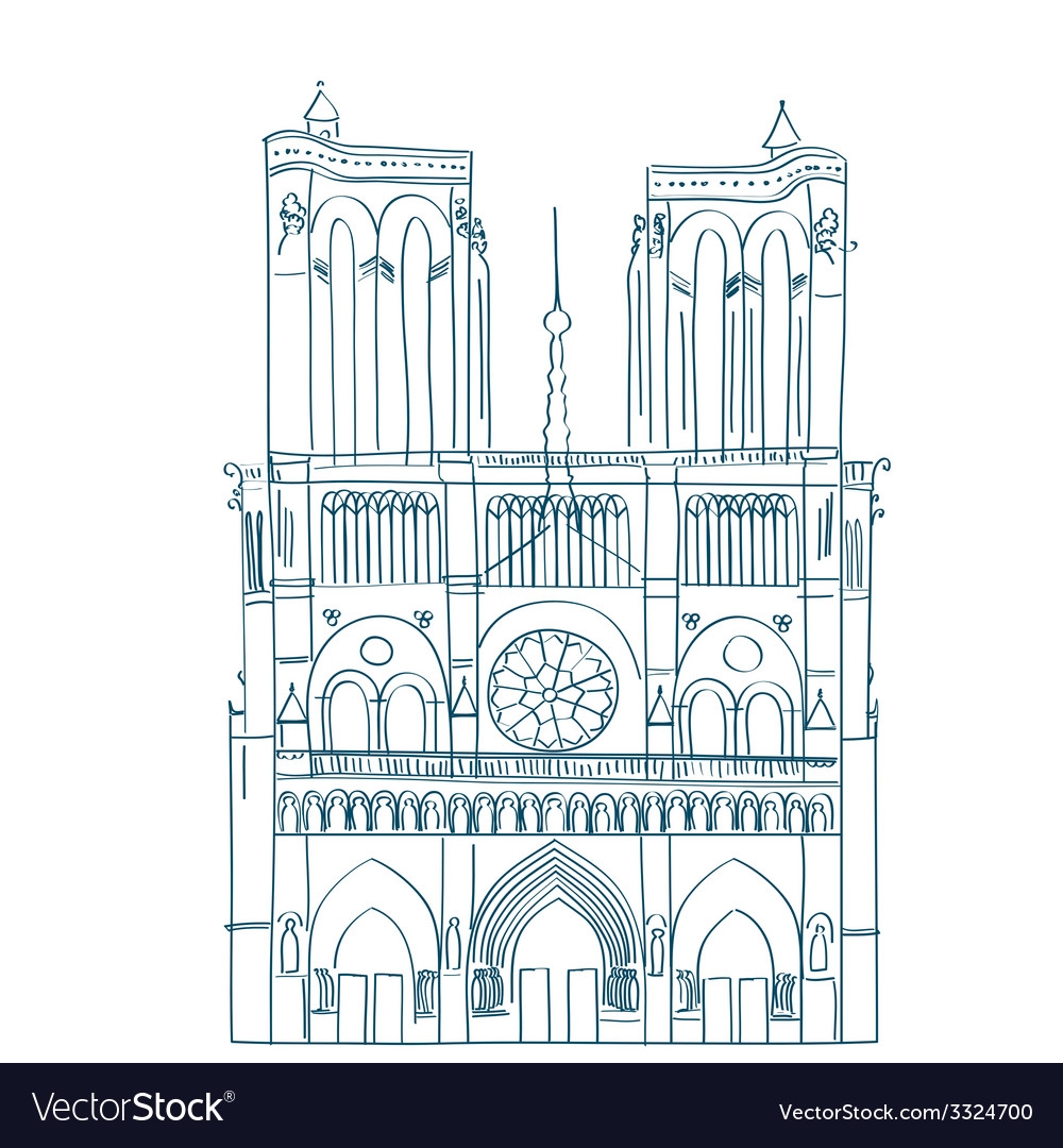 Нотердам де пари рисунок карандашом